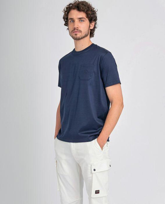 Paul & Shark - T-shirt uni coton mercerisé avec poche - LE CAPITAINE D'A BORD