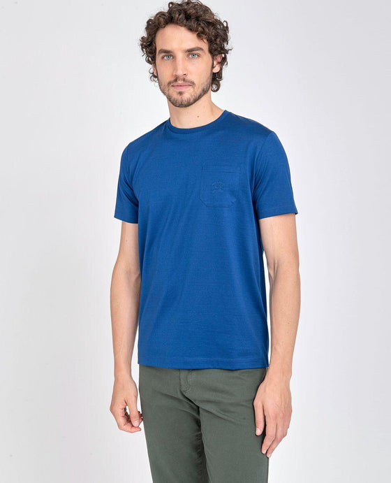 Paul & Shark - T-shirt uni coton mercerisé avec poche - LE CAPITAINE D'A BORD